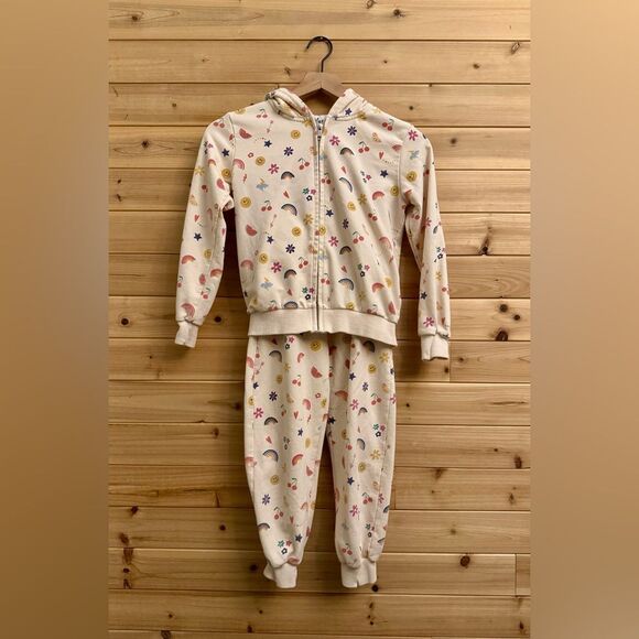 Lola + The Boys Sz 8 Happy Fresh Jogger Full Zip Hoodie Set Rainbow Smile Heart - Picture 1 of 11